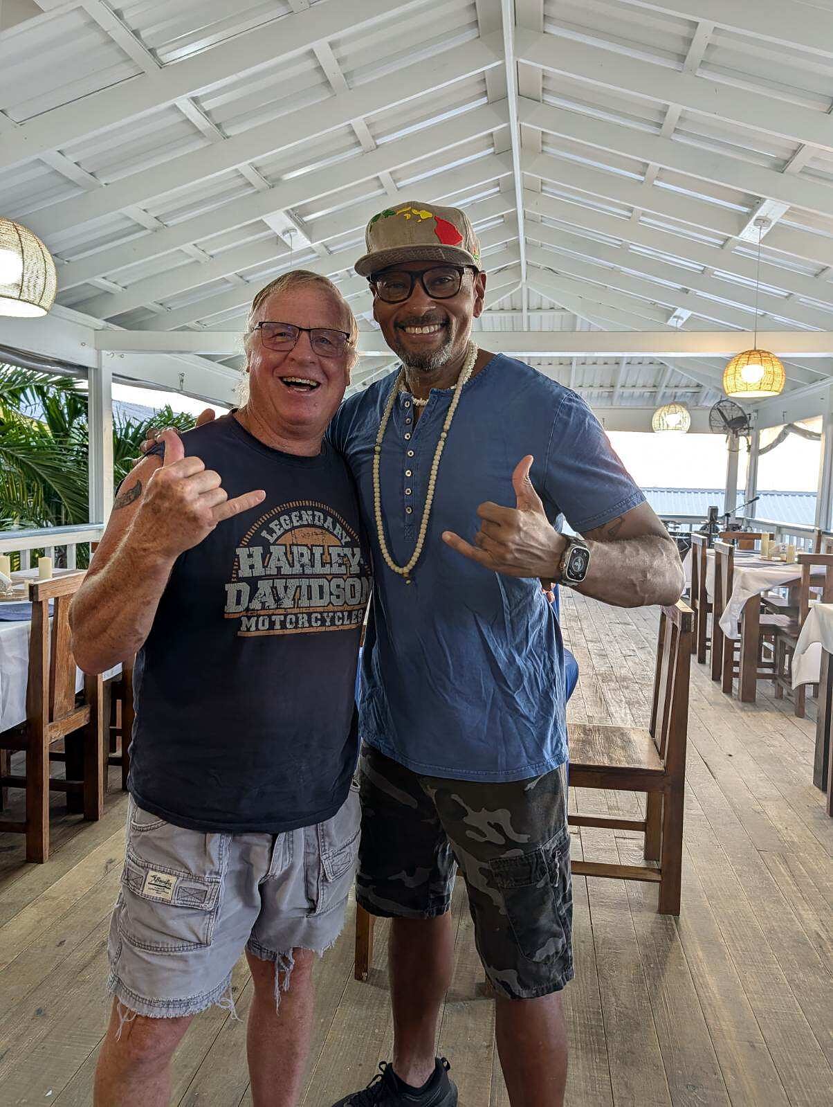 Ron off the clock with a friend
